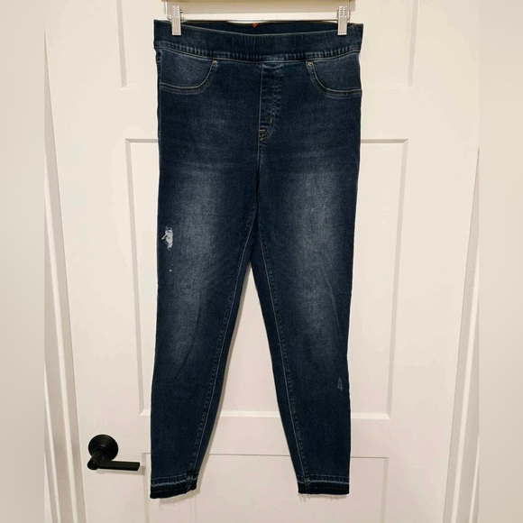 SPANX Distressed Ankle Skinny Jeans Medium Wash size Large - Picture 3 of 10
